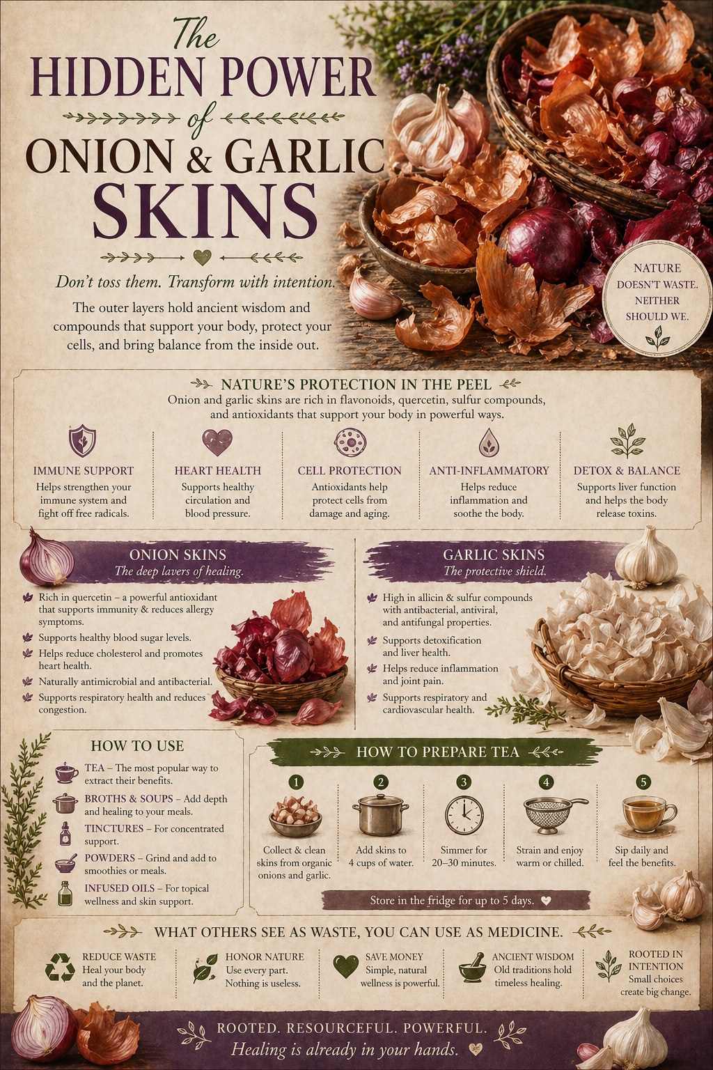 The Hidden Power of Onion and Garlic Skins infographic